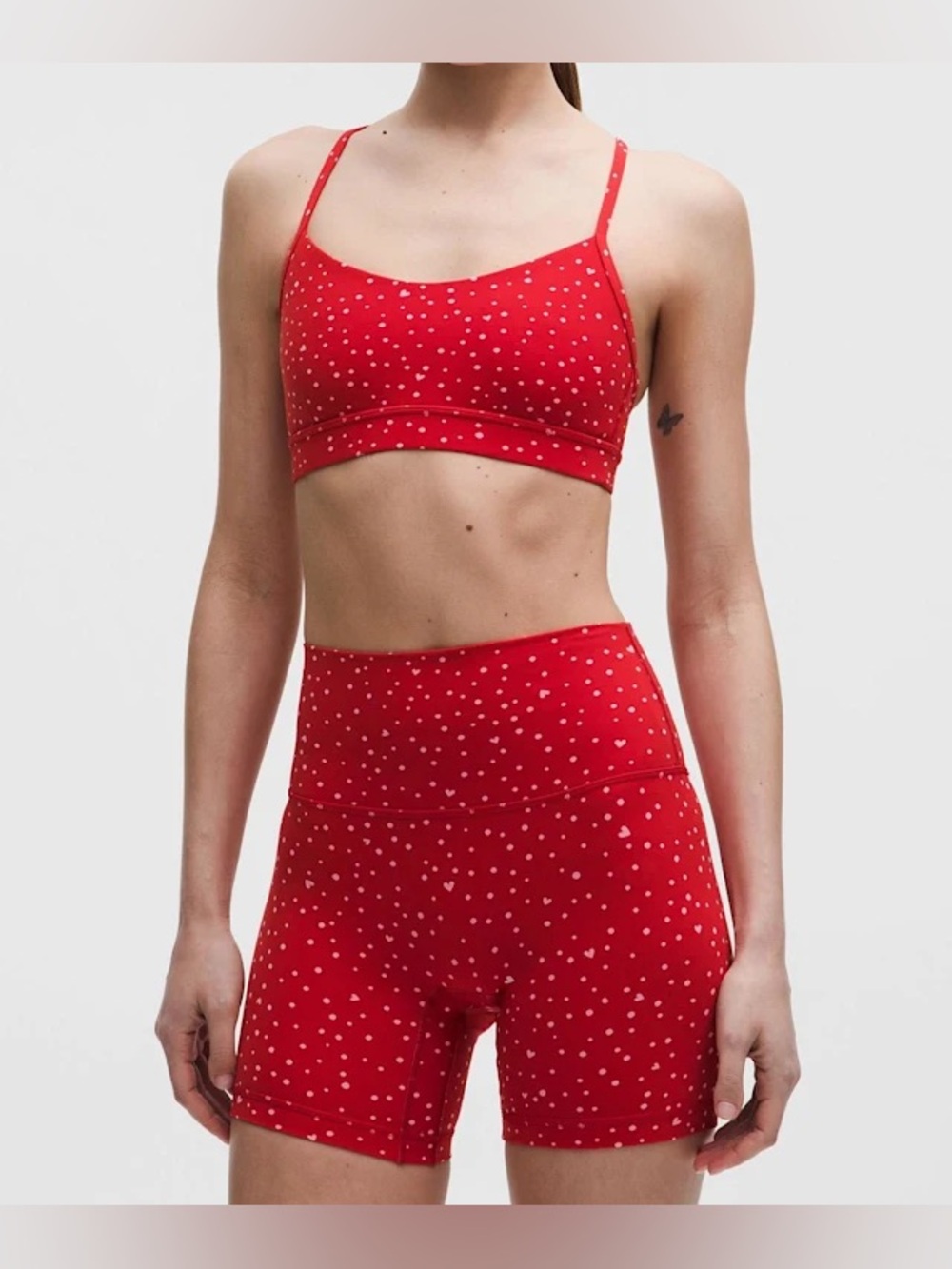 Lululemon Flow Y Bra Nulu A/C Cups Size 10 Heart Scatter Dot Candy Cloud Oxford